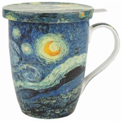 McIntosh Fine Bone China - Van Gogh "Starry Night" Tea Mug w/Infuser & Lid